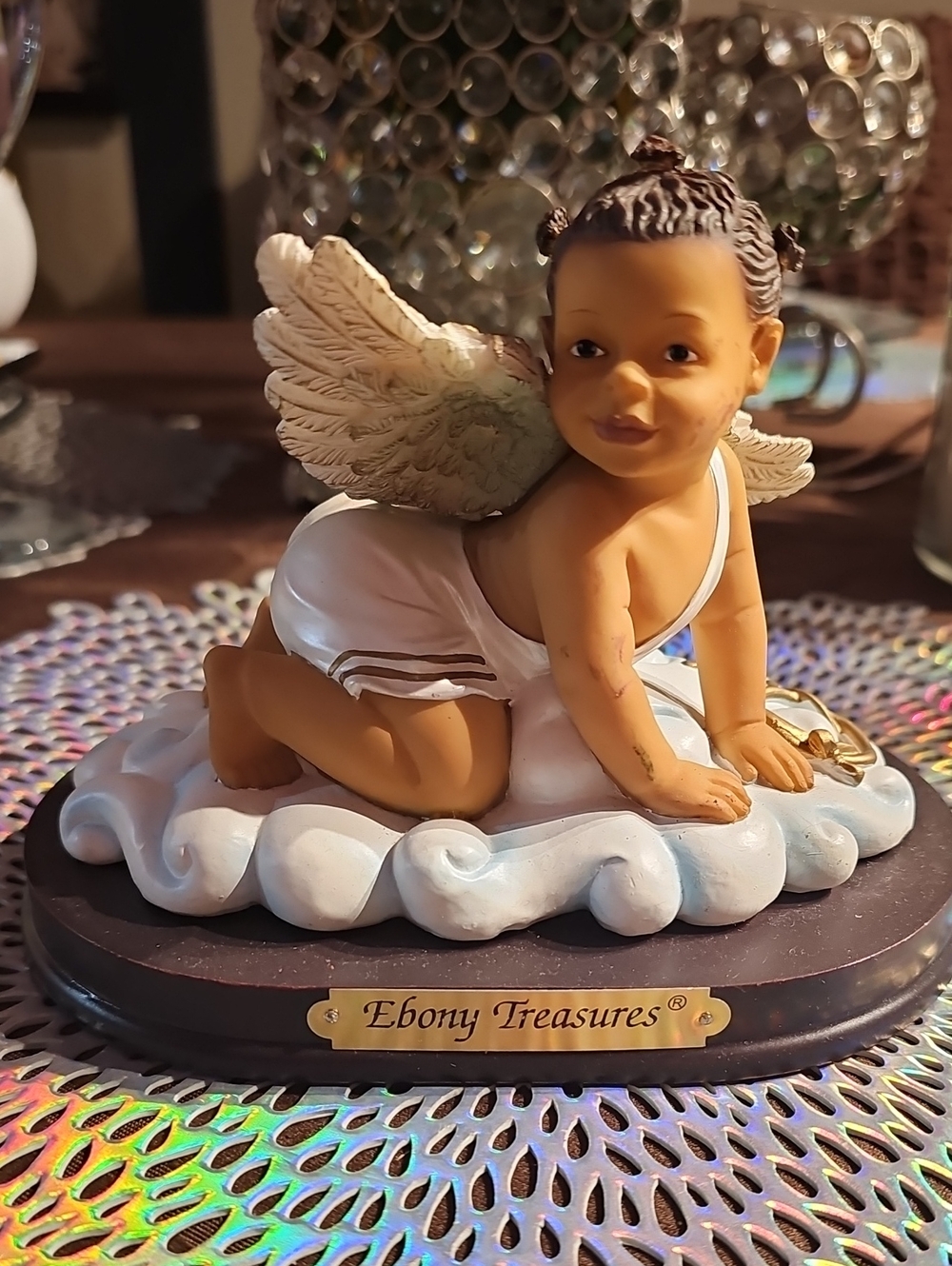 Ebony Treasures Lil Angel Figurine in Brown and White
